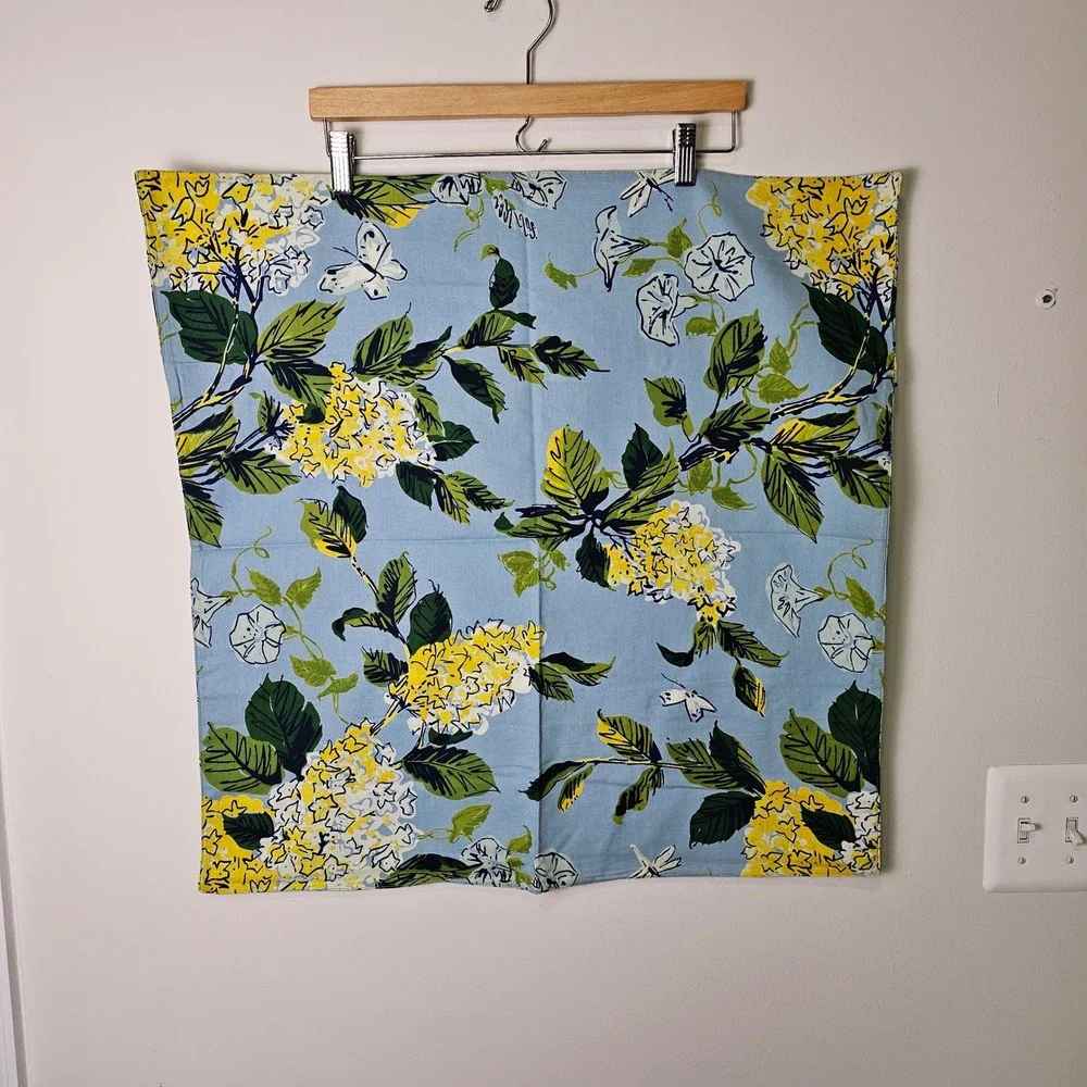 NWOT 2 Soft‎ Surroundings Euro Pillow Shams Blue Floral Hydrangea Cotton 25x25